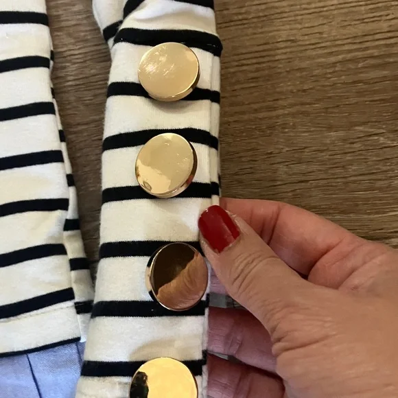 English Factory Striped Long Sleeve Top with Blue Hem - Picture 5 of 12